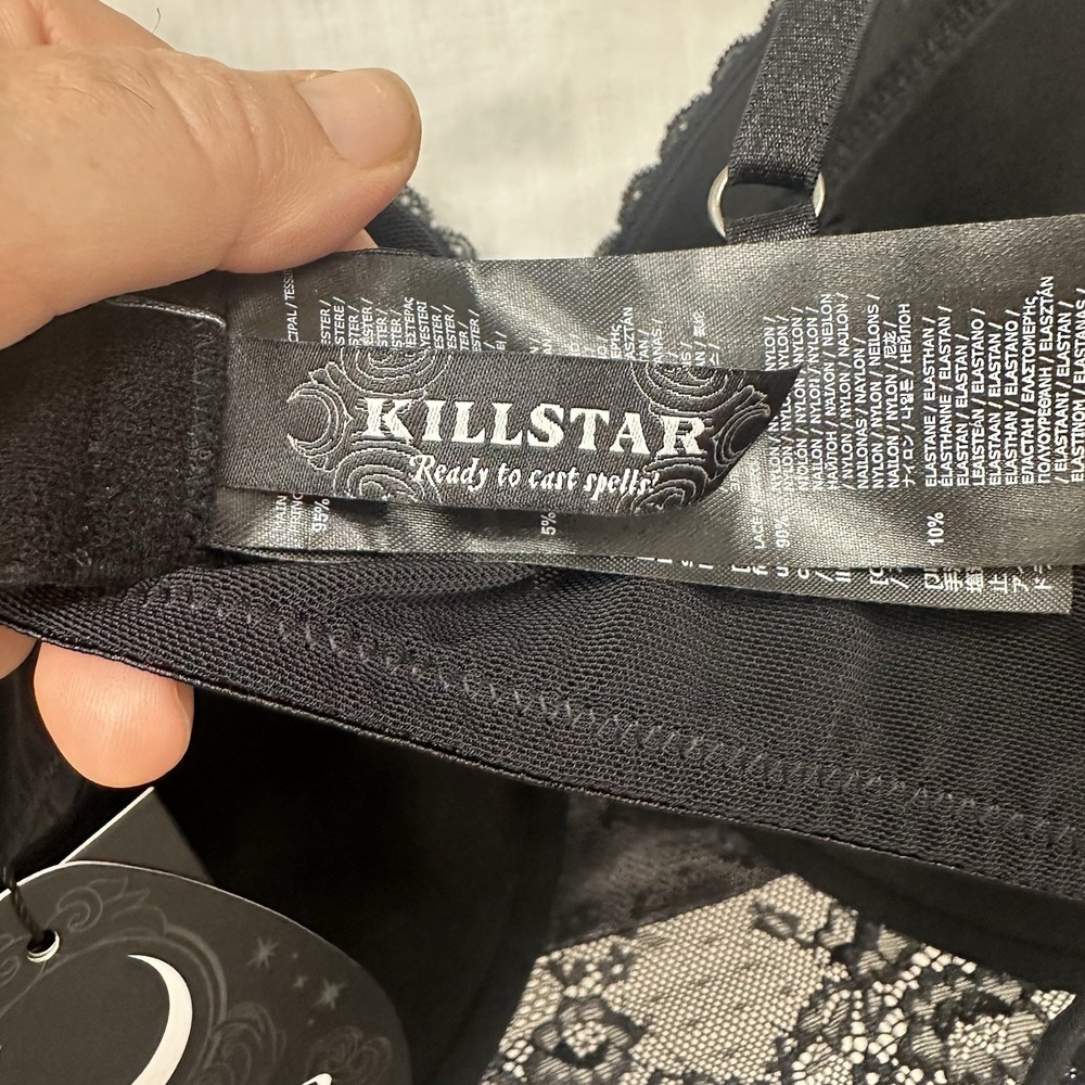New Killstar Mercy Bra 4XL Blood Red Velvet Black Lace Gothic Sexy Halter - Picture 14 of 15
